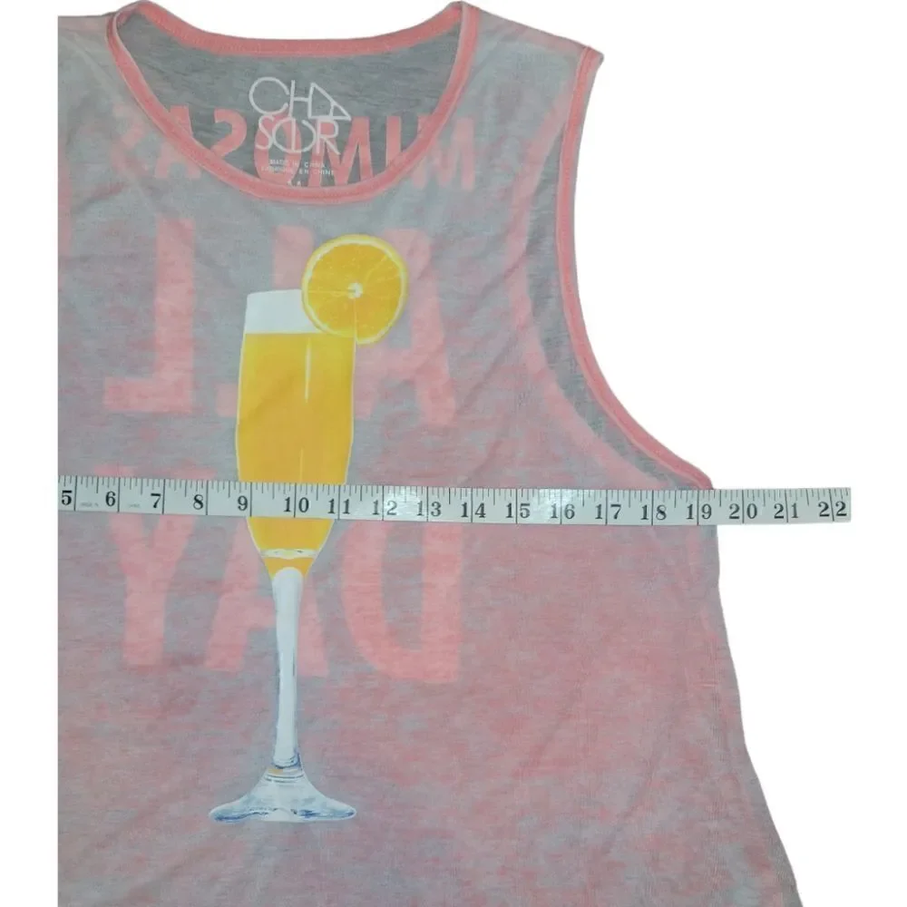 CHASER Mimosas All Day Pink Burnout Tank Top M